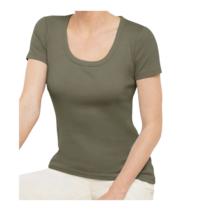 Ribbed Scoop Neck Tee